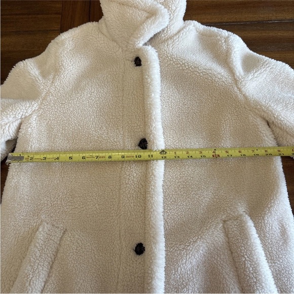 Gap Ivory Sherpa Teddy Mid Length Button Front Coat Women's Small - Picture 4 of 15